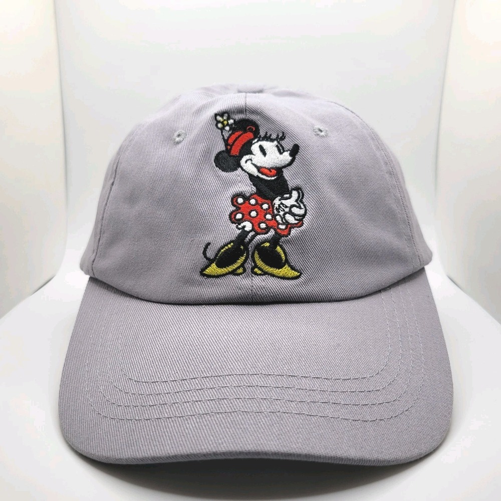 Disney Minnie Mouse Embroidered Baseball Cap Women's Gray Adjustable Hat